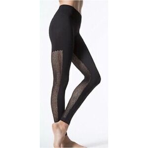 Carbon38 Black High Waisted Seamless Mesh Panel Leggings XS/S Made in Portugal